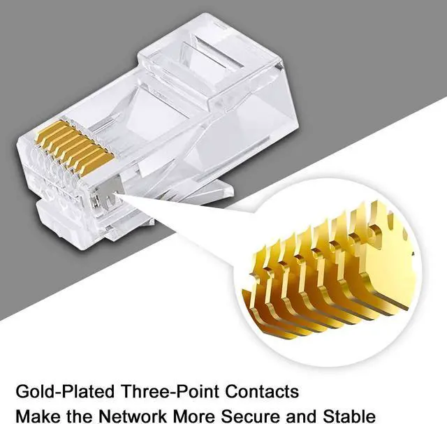Alt view image 2 of 6 - Cat6 Connector Cat6 RJ45 Ends 50-Pack Cat6 / Cat5e / Cat5 RJ45 Connector Ethernet Cable Crimp Connectors UTP Network Plug for Solid Wire and Standard Cable (Transparent)