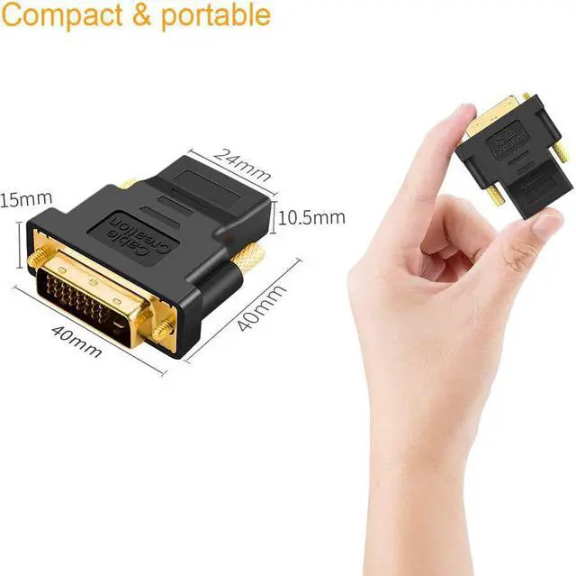Alt view image 4 of 5 - DVI to HDMI Adapter, CableCreation 3-Pack Bi-Directional DVI-D(24+1) Male to HDMI Female Converter,HDMI to DVI Adapter,Support 1080P 3D for PS3,PS4,TV Box,Blu-ray,Projector,HDTV