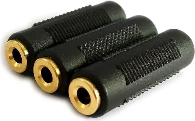 Main image of 3.5mm Stereo Jack to 3.5mm Stereo Jack Female to Female Adapter Connector Gold Plated (3 Pack)