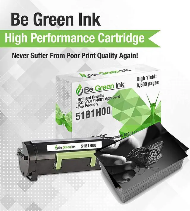 Alt view image 3 of 6 - Be Green Ink Compatible Replacement Toner Cartridge for Lexmark MS417 MX417 MS517 MX517 MX617 MS417dn MS517dn MS617dn MX417de MX517de MX617de - 51B1H00 Black Toner (8.5k Yield)
