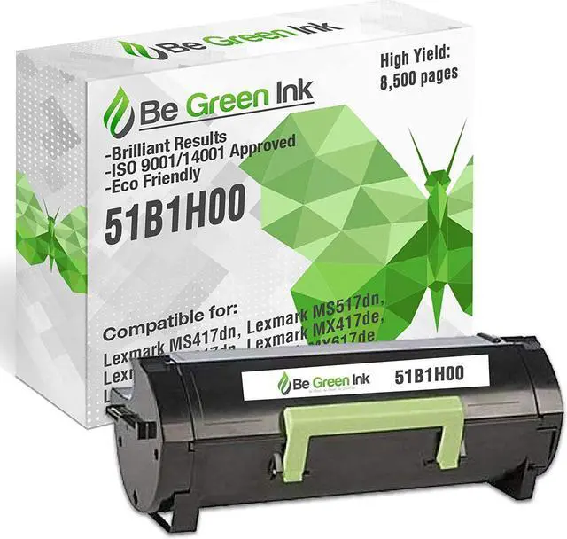 Main image of Be Green Ink Compatible Replacement Toner Cartridge for Lexmark MS417 MX417 MS517 MX517 MX617 MS417dn MS517dn MS617dn MX417de MX517de MX617de - 51B1H00 Black Toner (8.5k Yield)