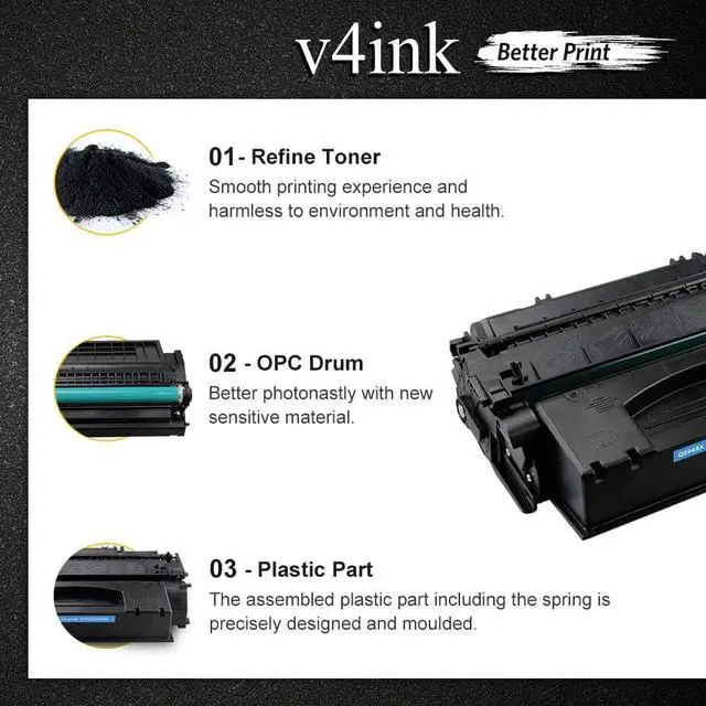 Alt view image 3 of 7 - v4ink High Yield Compatible 49X 53X Toner Cartridge Replacement for HP 49X Q5949X 53X Q7553X for use in HP P2015dn P2015 P2015d 1320 1320n 3390 3392 M2727nf P2014 P2010 Printer (Black,2 Packs)