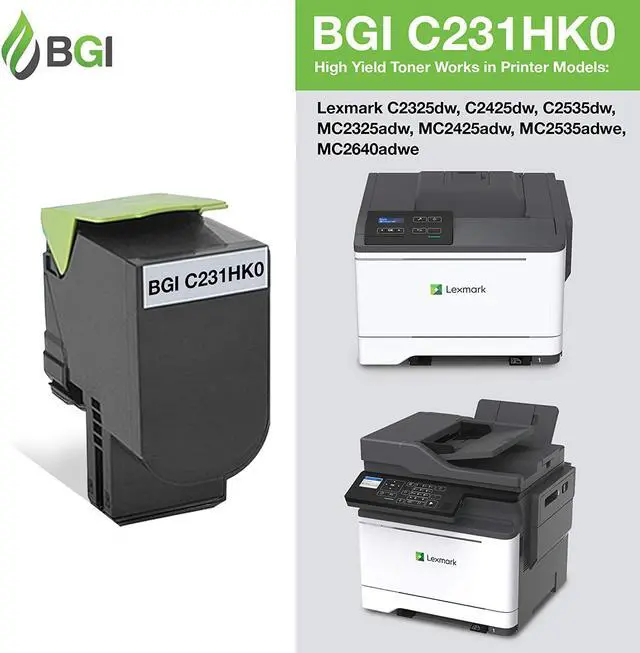 Alt view image 2 of 5 - BGI Compatible Replacement Toner for Lexmark C2325dw MC2325adw C2325 C2425dw MC2425adw C2535dw MC2535adwe MC2640adwe Toner Ink | C231HK0 | Black | High Yield