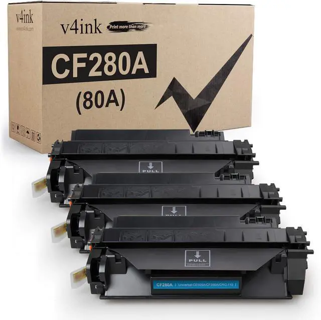 Main image of v4ink 3PK Compatible CF280A CRG119 Toner Cartridge Replacement for HP 80A CF280A Toner Cartridge Black Ink for HP Pro 400 M401N M401DN M401DNE M401DW HP MFP M425DN M425DW Printer