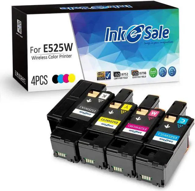 Main image of INK E-SALE Compatible Toner Cartridge Replacement for Dell E525W E525 525 (KCMY, 4-Pack), for use with Dell Color Laser E525W Printer