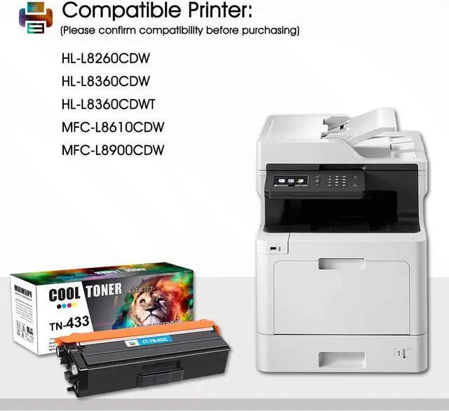 Alt view image 4 of 6 - Cool Toner Compatible Toner Cartridge Replacement for Brother TN433 TN-433 TN433BK TN431 Brother MFC-L8900Cdw HL-L8360Cdw HL-L8260Cdw MFC-L8610Cdw HL-L8360Cdwt 8900Cdw 8360Cdw Printer (Black, 2-Pack)