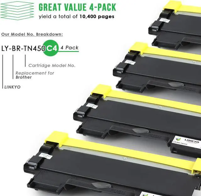 Alt view image 3 of 6 - LINKYO Compatible Toner Cartridge Replacement for Brother TN450 TN-450 TN420 (Black, High Yield, 4-Pack)