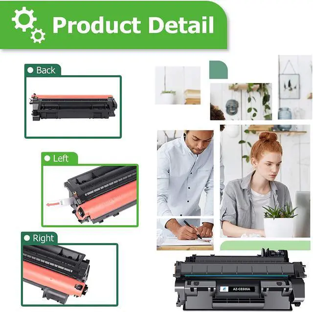 Alt view image 5 of 7 - Aztech Compatible Toner Cartridge Replacement  CE505A 05A  P2035 P2035N P2055DN 2055DN 2035N P2030 P2050 P2055D P2055X 2055D 2055X Printer (Black 2-Pack)