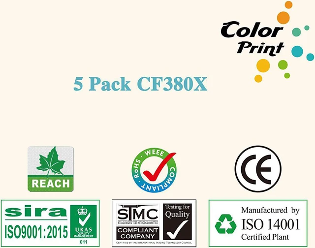 Alt view image 6 of 7 - Color Print Compatible Toner Cartridge Replacement for HP 312X CF380X 312A CF380A CF381A CF382A CF383A for Color Pro MFP M476dn M476dw M476dnw M476 476dnw 476dw Printer (5-Pack, 2B,1C,1M,1Y)