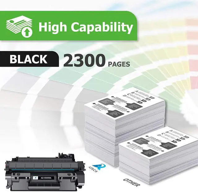 Alt view image 2 of 7 - Aztech Compatible Toner Cartridge Replacement  CE505A 05A  P2035 P2035N P2055DN 2055DN 2035N P2030 P2050 P2055D P2055X 2055D 2055X Printer (Black 2-Pack)