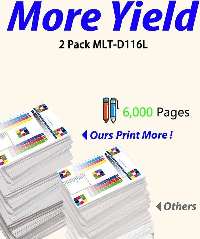 Alt view image 3 of 7 - 2-Pack ColorPrint Compatible MLT-D116L Toner Cartridge Replacement for Samsung MLTD116L D116L 116L Work with Xpress SL-M2825DW SL-2835DW SL-2885FW SL-2875FD SL-2875FW SL-M2625D SL-M2825FD SL-M2675F