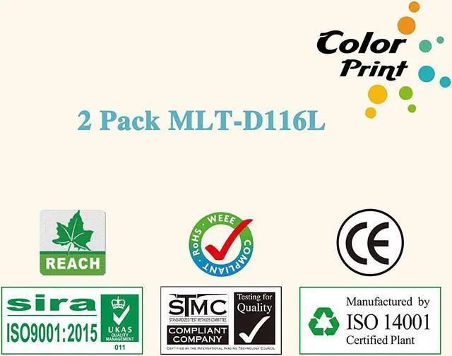 Alt view image 6 of 7 - 2-Pack ColorPrint Compatible MLT-D116L Toner Cartridge Replacement for Samsung MLTD116L D116L 116L Work with Xpress SL-M2825DW SL-2835DW SL-2885FW SL-2875FD SL-2875FW SL-M2625D SL-M2825FD SL-M2675F