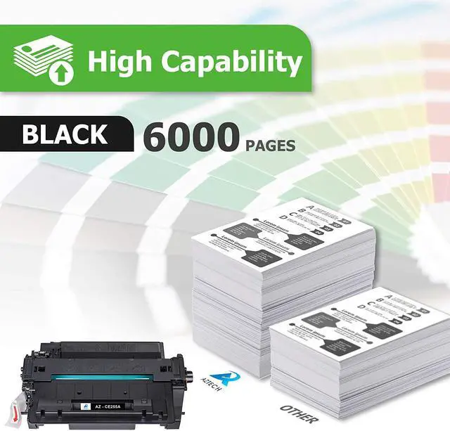 Alt view image 2 of 7 - Aztech Compatible CE255A 55A Toner Cartridge Replacement  55A CE255A 55X CE255X  Laserjet P3015 P3015dn P3015x Pro 500 MFP M521dn M521dw M521 M525 Printer Ink (Black, 1-Pack)