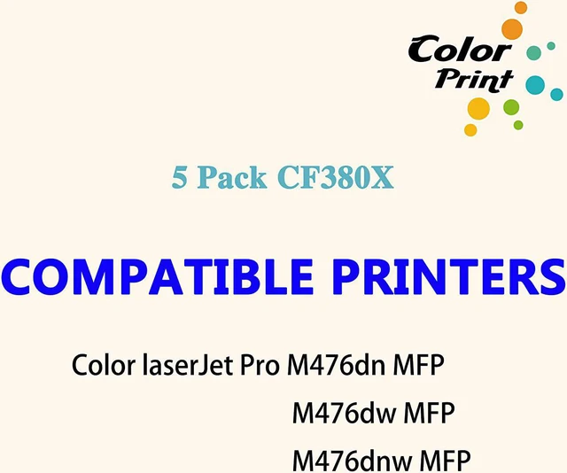 Alt view image 3 of 7 - Color Print Compatible Toner Cartridge Replacement for HP 312X CF380X 312A CF380A CF381A CF382A CF383A for Color Pro MFP M476dn M476dw M476dnw M476 476dnw 476dw Printer (5-Pack, 2B,1C,1M,1Y)