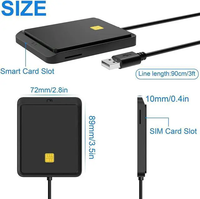 Alt view image 6 of 7 - Rocketek Smart Card + SIM Card Smart Card Reader, Dual Card Slot Design, USB 2.0 Contact Hot-Plug Smart Card Reader, Portable Military CAC Card Reader, DOD Military USB Common Access Card Reader