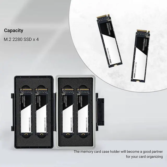 Alt view image 2 of 7 - 4 Slot M.2 2280 Case M.2 SSD Holder Storage M.2 Drive Storage M.2 2280 SSD Card Case Water-Resistant and Shockproof