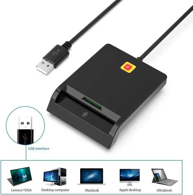 Alt view image 5 of 7 - CAC Smart Card Reader DOD Military USB Common Access, SIM Card Reader, Dual Slot IC Bank Card Adapter Support ISO7816 Class A, B, and C 5V/3V/1.8V Smart Cards Compatible with Windows, Linux, Mac OS