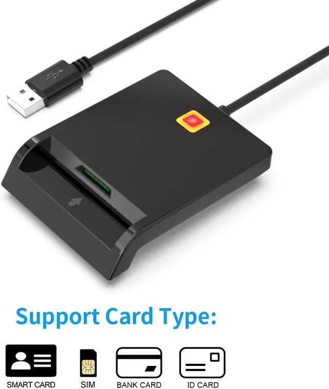 Alt view image 2 of 7 - CAC Smart Card Reader DOD Military USB Common Access, SIM Card Reader, Dual Slot IC Bank Card Adapter Support ISO7816 Class A, B, and C 5V/3V/1.8V Smart Cards Compatible with Windows, Linux, Mac OS