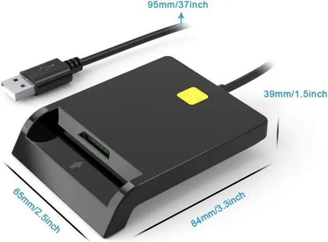 Alt view image 7 of 7 - CAC Smart Card Reader DOD Military USB Common Access, SIM Card Reader, Dual Slot IC Bank Card Adapter Support ISO7816 Class A, B, and C 5V/3V/1.8V Smart Cards Compatible with Windows, Linux, Mac OS