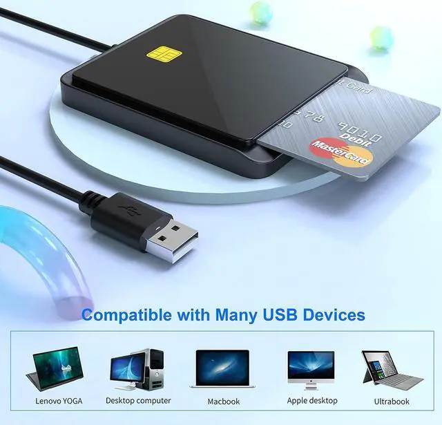 Alt view image 4 of 7 - Rocketek Smart Card + SIM Card Smart Card Reader, Dual Card Slot Design, USB 2.0 Contact Hot-Plug Smart Card Reader, Portable Military CAC Card Reader, DOD Military USB Common Access Card Reader