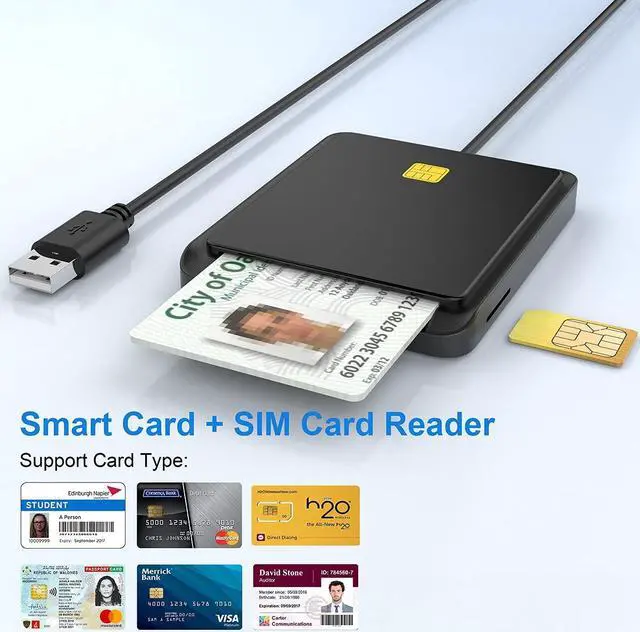 Alt view image 2 of 7 - Rocketek Smart Card + SIM Card Smart Card Reader, Dual Card Slot Design, USB 2.0 Contact Hot-Plug Smart Card Reader, Portable Military CAC Card Reader, DOD Military USB Common Access Card Reader