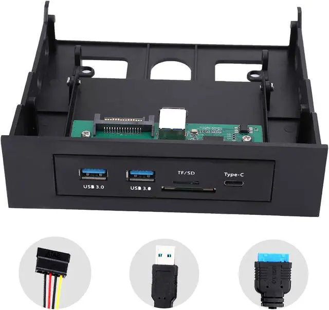 Alt view image 3 of 7 - Pusokei Multi-Function Expansion Panel Hub, USB3.1/Type C Interface+Dual USB3.0+TF/Memory Card Reader 3.5 Optical &Soft Drive Panel,for Computer Chassis