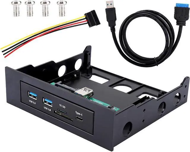 Alt view image 2 of 7 - Pusokei Multi-Function Expansion Panel Hub, USB3.1/Type C Interface+Dual USB3.0+TF/Memory Card Reader 3.5 Optical &Soft Drive Panel,for Computer Chassis