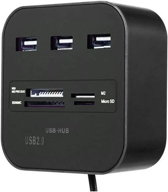 Main image of All-in-One Combo Multi-Function USB2.0 Card Reader Hub with Hub Splitter High Speed USB2.0 Hub 3 Port with Card Reader Hub (Color : Black) (Blue)