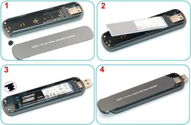 Alt view image 4 of 7 - M2 SSD Case Enclosure USB 3.1 to PCI-E M.2 SSD Hard Disk Case Box External Hard Drive Case for NVME 2242/2260/2280 M.2 SSD (Silver)