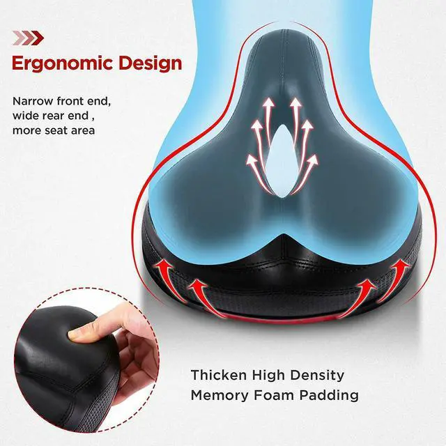 Alt view image 4 of 7 - IC ICLOVER Comfort Wide Big Bum Soft Gel Cruiser Bike Saddle Bicycle Seat Air Cushion Pad