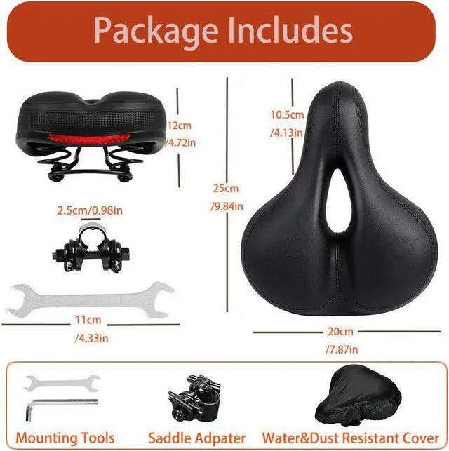 Alt view image 7 of 7 - IC ICLOVER Comfort Wide Big Bum Soft Gel Cruiser Bike Saddle Bicycle Seat Air Cushion Pad