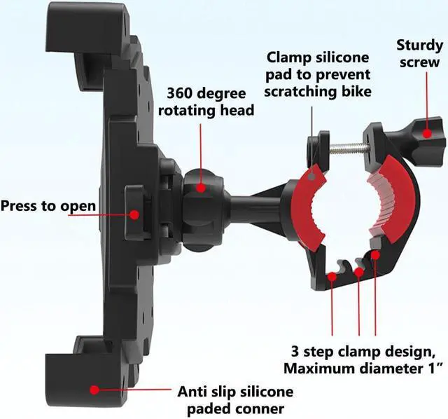 Alt view image 5 of 7 - 360° Motorcycle Bike Bicycle Cell Phone Holder Handlebar Mount GPS MTB Silicone