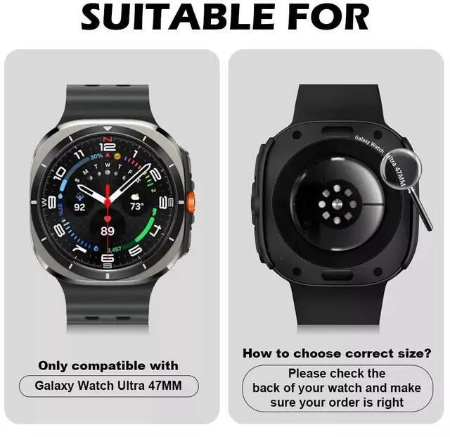 Alt view image 3 of 7 - Screen Protector Case for Samsung Galaxy Watch 7 Ultra 47mm, Full Protection Anti Scratch Clear