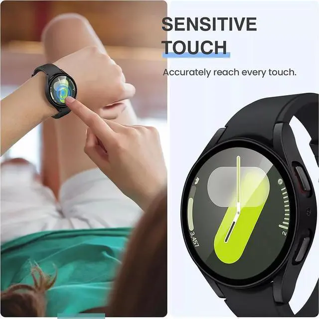 Alt view image 6 of 7 - Screen Protector Case for Samsung Galaxy Watch 7 40/44mm, Tempered Glass, Full Protection Anti Scratch 40 mm Clear