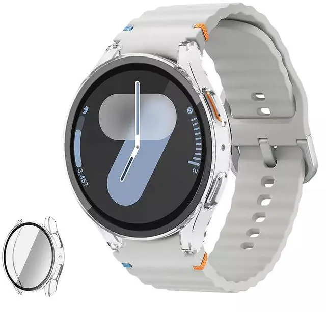 Alt view image 2 of 7 - Screen Protector Case for Samsung Galaxy Watch 7 40/44mm, Tempered Glass, Full Protection Anti Scratch 40 mm Clear