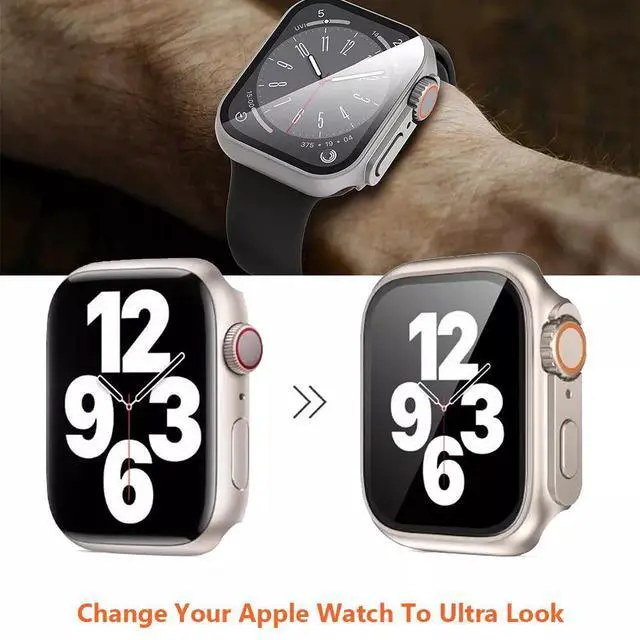 Alt view image 2 of 7 - Ultra Look Full Cover Case, Screen Protector for Apple Watch Series 9/8/7 45mm, Series SE2/SE/6/5/4 44mm, Tempered Glass, Perfect Protection Anti Scratch 45mm