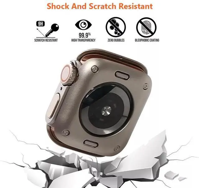 Alt view image 3 of 7 - Ultra Look Full Cover Case, Screen Protector for Apple Watch Series 9/8/7 45mm, Series SE2/SE/6/5/4 44mm, Tempered Glass, Perfect Protection Anti Scratch 45mm