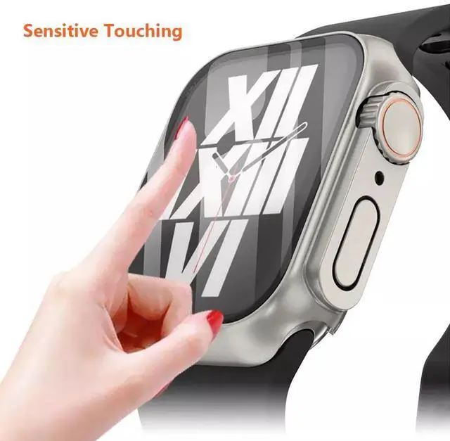 Alt view image 4 of 7 - Ultra Look Full Cover Case, Screen Protector for Apple Watch Series 9/8/7 45mm, Series SE2/SE/6/5/4 44mm, Tempered Glass, Perfect Protection Anti Scratch 45mm