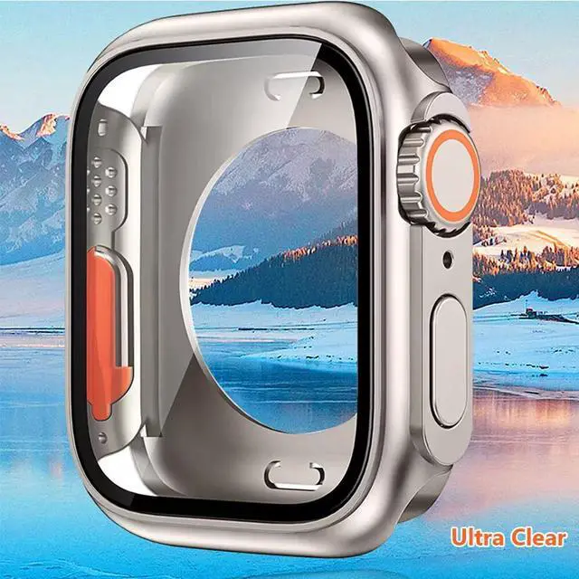 Alt view image 5 of 7 - Ultra Look Full Cover Case, Screen Protector for Apple Watch Series 9/8/7 45mm, Series SE2/SE/6/5/4 44mm, Tempered Glass, Perfect Protection Anti Scratch 45mm