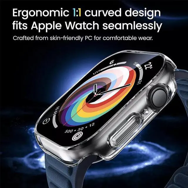 Alt view image 6 of 7 - Screen Protector Case for Apple Watch Series 10 42mm/46mm, Tempered Glass, Anti-Scratch, Perfect Protection 46 mm Clear