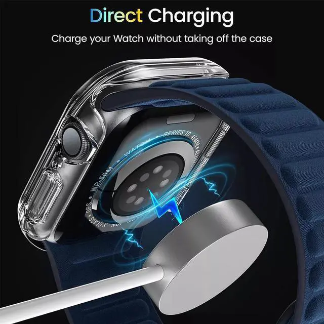 Alt view image 7 of 7 - Screen Protector Case for Apple Watch Series 10 42mm/46mm, Tempered Glass, Anti-Scratch, Perfect Protection 46 mm Clear