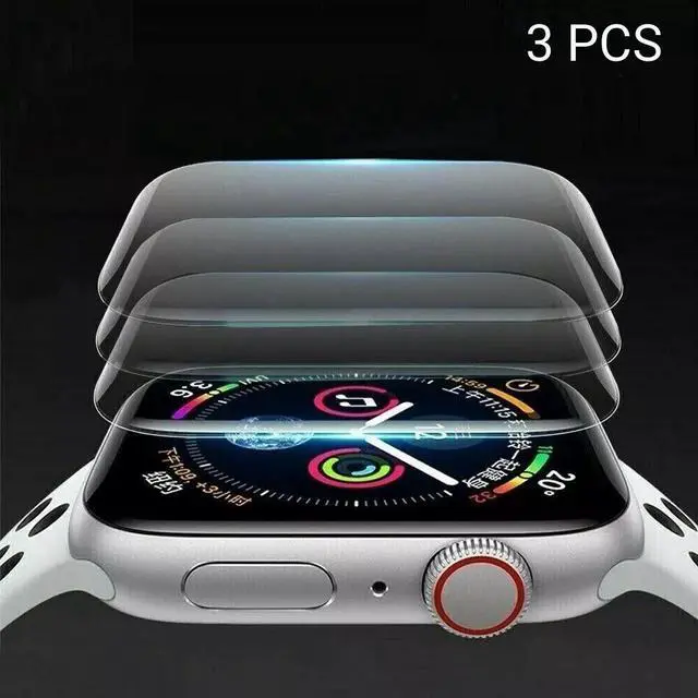 Alt view image 2 of 7 - Full Screen Protector for Apple Watch Series 4/5/6, Apple Watch SE, 40mm/44mm, 3D Edge Tempered Glass 44 mm (3 Pieces for apple watch se) Clear