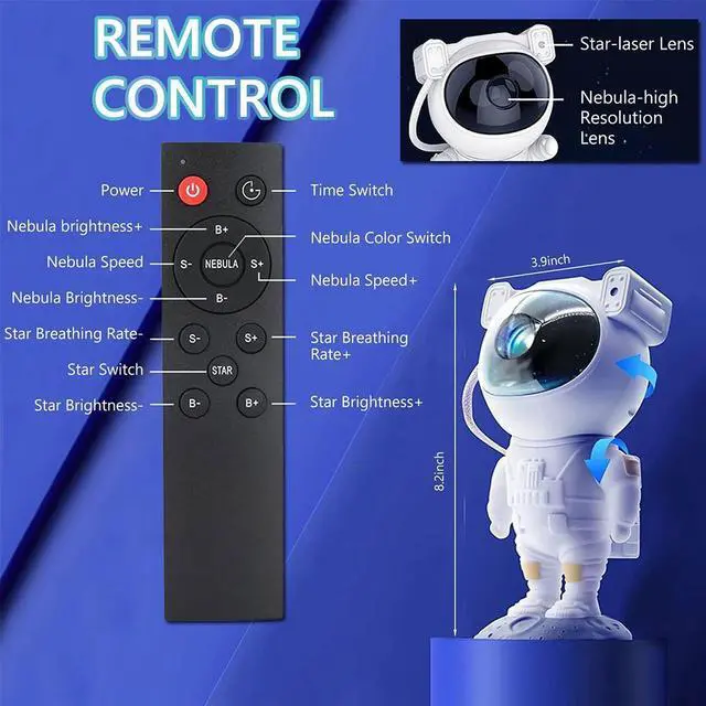 Alt view image 6 of 7 - Astronaut Galaxy Projector, Starry Night Light for Room, Color Changing, Remote Control, Decorative Gift for Kids, Teens & Space Enthusiasts
