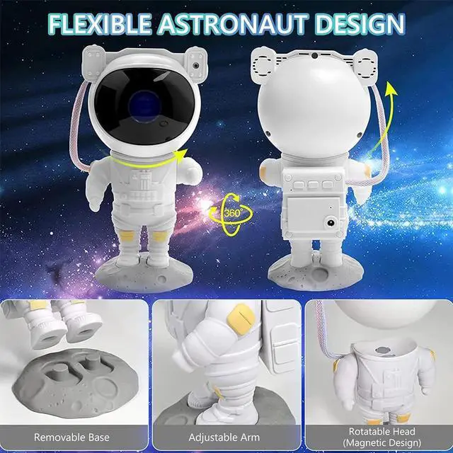 Alt view image 7 of 7 - Astronaut Galaxy Projector, Starry Night Light for Room, Color Changing, Remote Control, Decorative Gift for Kids, Teens & Space Enthusiasts
