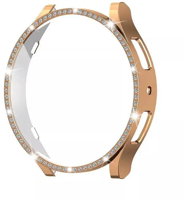 Alt view image 2 of 7 - Screen Protector Case for Samsung Galaxy Watch 6 40mm/44mm, Bling Cover, Tempered Glass, Perfect Protection Anti Scratch 44mm Rose Gold