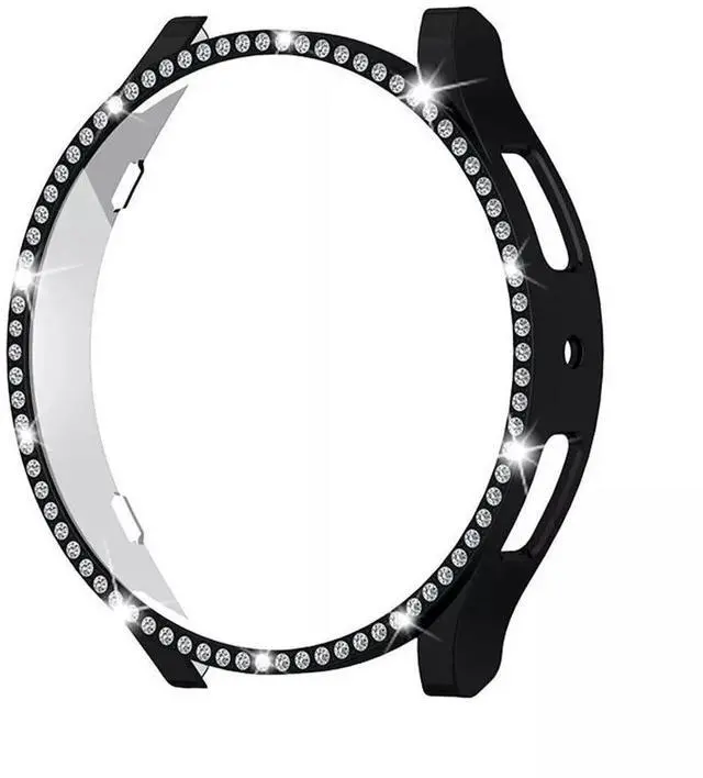 Alt view image 2 of 7 - Screen Protector Case for Samsung Galaxy Watch 6 40mm/44mm, Bling Cover, Tempered Glass, Perfect Protection Anti Scratch 44mm Black