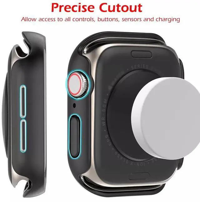 Alt view image 7 of 7 - Protective Case for Apple Watch Series 10 42mm/46mm, Raised-Edge & Open Design, Hard PC Bumper 42 mm Clear