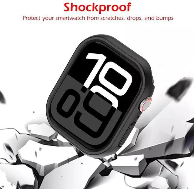 Alt view image 3 of 7 - Protective Case for Apple Watch Series 10 42mm/46mm, Raised-Edge & Open Design, Hard PC Bumper 42 mm Clear