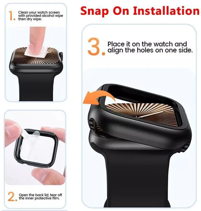 Alt view image 7 of 7 - Waterproof Watch Case for Apple Watch Series 10 42mm/46mm, 9H Tempered Glass Screen Protector, Anti-Scratch, Perfect Protection 46 mm Black