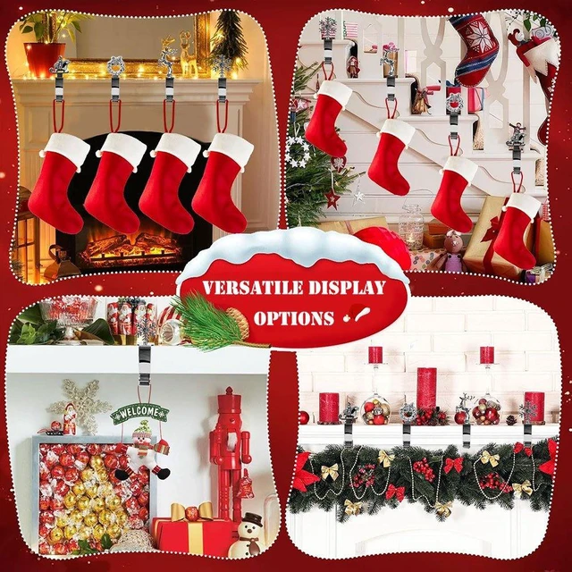 Alt view image 6 of 6 - Christmas Stocking Holders for Mantel, 4pcs Weighted Alloy Stocking Hook Set for Fireplace, Non-Skid Christmas Ornament